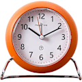 Miniatyrbild 1 av 5: tum rund väckarklocka, batteridriven, ljusemitterande funktion, ultratyst väckarklocka, enkel och stilren design för skrivbord/sovrum (orange)