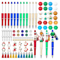 Miniatyrbild 1 av 5: 1 Set Julkuladdpenna med Färgglada Silikonpärlor Snögubbe Tomte Träd Charm DIY Plastpärlade Penna Festivalpresent (B)