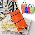 Miniatyrbild 2 av 4: Shoppingväska på hjul, 2-i-1 hopfällbar shoppingvagn, hopfällbar, tvåstegs