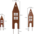 Miniatyrbillede 2 af 4: Havehus Havepæl Sæt af 3, Havedekoration Rust Look, Rust Metal Havepæle til Have, Terrasse, Balkon