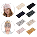 Miniatyrbillede 5 af 5: Damer Vinter Flettet Kabelstrikket Pandebånd Tykt Plysjforing Ørevarmer Dobbelt Lag Ensfarvet Hæklet Hovedbeklædning Stræk Bandana Turban