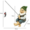 Miniatyrbilde 3 av 5: 1 stk hagenisse statue, harpiks fisker dverg statue - plen hagenisse