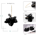 Miniatyrbilde 2 av 4: Boho Rose Petal Dangle Resin Øredobber - Lange Drop Akryl Lagdelt Blomst Øredobber - Svart