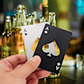 Miniatyrbillede 3 af 5: 10 stk. Poker Flaskeåbnere, Flade Flaskeåbnere i Rustfrit Stål, Pengepung Flaskeåbnere - Sølv og Sort