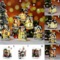 Miniatyrbillede 1 af 4: Julelandsbyhuse Julemand Snemand Tog Snescene LED Lys Op Julepynt Harpiks (H)