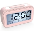 Miniatyrbild 1 av 5: Digital väckarklocka, morgonväckarklocka, tyst batteridriven digital väckarklocka för barn, vuxna, stor LED-display, temperaturkalender, reseväckarklocka