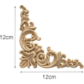 Miniatyrbild 1 av 4: Träornament för möbler 4 st träornament ornament för möbler träskärning applikation ornament trä möbler väggdekor trä, 12 * 12