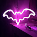 Miniatyrbilde 4 av 5: Flerfargede Neon-skilt med Flaggermus, LED Festival Rosa Flaggermus Neonlys, Halloween Dekorasjoner For Bord Skrivebord Innendørs Hjem Soverom Dekorasjoner USB Lading & Batteri