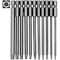 Pikkukuva 1 / 5: 11 pitkän Torx-kärjen sarja ruuvimeisseleille ja sähköruuvimeisseleille - 1/4\" kuusiokolovarsi - Koot T6 - T40 - Pituus 100 mm