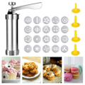 Miniatyrbilde 1 av 5: Kake- og kjeksmaker - Cookie Press Maskin med 20 Kjeksdisker og 4 Glasurtupper for Kakedekorasjon og Kjeksbaking