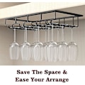 Miniatyrbillede 2 af 5: Vinglasstativ, 4 rækker Vinglas Holder Opbevaring Hanger Metal Organizer Under Cabinet Stemware Rack Til Bar Køkken Skab, Sort