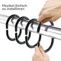 Miniatyrbild 3 av 6: Duschdraperiringar 24 st, duschdraperikrokar svarta, ringar för duschdraperi i C-form för duschfönsterstång, tillverkade av robust plast dusch c