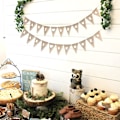 Miniatyrbillede 4 af 5: 9 Fod Burlap Banner, Trekant Banner, Baby Shower Vimpelguirlande, til Bryllupper, Fester, Dåbsdekoration (17 x 13 cm)