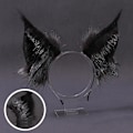 Miniatyrbilde 2 av 2: Håndlaget Simulert Kattunge Ulv Spisse Ører Hodebånd Pels Fluffy Plush Dyr Hår Hoop Lolita Halloween Party Cosplay Kostyme Hodeplagg (B)