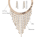 Miniatyrbillede 2 af 5: Rhinestone Statement Halskæde Øreringe Sæt Kvast Bib Choker Halskæde Etniske Chunky Halskæder til Kvinder Piger - Guld