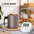 Miniatyrbillede 4 af 5: Magnetisk køkkenur med stort LCD-display, med stopur, høj alarm og nedtælling, hvid, et stykke, , Hvid