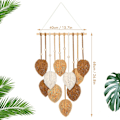 Miniatyrbild 5 av 5: Macrame väggdekoration grön blad tofsväv Boho Chic väggdekor handgjord vävd bomullstrossväv estetisk bohemisk väggkonst för sovrum