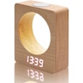 Miniatyrbild 1 av 4: Trä digital tyst väckarklocka med ljus, digital väckarklocka väckarklockor sängbord LED väckarklocka