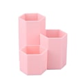 Miniatyrbild 1 av 5: Sminkborsthållare Organizer, 3 fack Plast Sminkborste Pen Förvaringslösning, Rosa