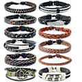 Miniatyrbilde 1 av 5: 12 stk Herre Armbånd Flettet Lær Håndleddsbånd Punk Tau Armbånd Mansjett Vintage Armbånd Wrap Set Justerbar Trendy