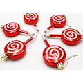 Miniatyrbilde 2 av 5: 6 Stykker Julelollipop-pynt, Knusebestandig, Glitrende, Julerisdesign, Pynt til Juledekorasjoner rød