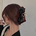 Miniatyrbild 3 av 5: Elegant hårklämma krabba klämma stor rosett metall hårklämma håraccessoarer, set om 3