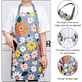 Miniatyrbilde 3 av 5: Kjøkkenforkle Justerbart Vanntett Forkle med Lomme, Blomsterforkle for Kvinner Menn, Kokk Polyester Forkle for Grill, Matlaging, Hagearbeid, Restaurant,