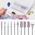 Miniatyrbillede 2 af 5: 10 stk. Sæt Diamant Fræser Carbide Negleboremaskine Bits Til Elektrisk Polering Manicure Maskine Tilbehør Wolfram (Sølv)