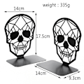 Miniatyrbillede 2 af 5: Metal Design Bogstøtter Sorte Bogstøtter, Heavy Duty Bogstøtter Til Bogreoler, Sorte Skalle Bogstøtter Til Tunge Bøger (2stk)