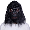 Pikkukuva 1 / 5: Halloween-gorillapäämaskeeri lateksista, musta simpanssin kaltainen eläinmaskeeri hiuksilla, cosplay-asu, pääpeite