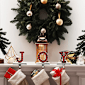 Miniatyrbild 4 av 4: Set med 3 julstrumpehållare Buffelrutig Joy Metallstrumpehängare Mantelhängare Spisstrumpehängare för juldekoration