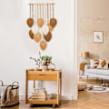 Miniatyrbild 4 av 5: Macrame väggdekoration grön blad tofsväv Boho Chic väggdekor handgjord vävd bomullstrossväv estetisk bohemisk väggkonst för sovrum