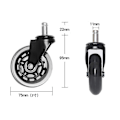 Miniatyrbilde 4 av 5: Kontorstolhjul Erstatning Gummi Stol Caster For Tregulv, 3stk