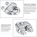 Miniatyrbillede 4 af 5: 12 stk. Wire Rope Clips Klemmer, U-Bolt Saddelbeslag, U-Formet Klemmer, Rustfrit Stål