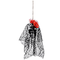 Pikkukuva 2 / 2: Halloweenin pelottava kalloluuranko-haamu riippuva koriste kotipuutarhaan, pihalle, baariin, juhliin, kummitustaloon (punainen kukka)