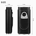 Miniatyrbillede 5 af 5: 3-Finger Læder Cigar Etui med Cutter Cedar Træforet Cigar Humidor Bærbar Rejse Cigar Etui, Sort