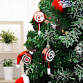 Miniatyrbilde 4 av 5: 6 Stykker Julelollipop-pynt, Knusebestandig, Glitrende, Julerisdesign, Pynt til Juledekorasjoner rød