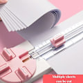 Miniatyrbillede 3 af 5: 4 i 1 Papirklipper med Rotationsknive Multifunktionel Let at Bære Papirtrimmer til Dagbog Journal (Pink)