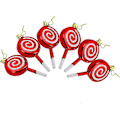Miniatyrbilde 1 av 5: 6 Stykker Julelollipop-pynt, Knusebestandig, Glitrende, Julerisdesign, Pynt til Juledekorasjoner rød