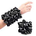 Miniatyrbillede 1 af 5: Satin Scrunchies i Sort Silke til Hår Store Scrunchies Satinpakker til Hår Scrunchies 10-pak (sort)
