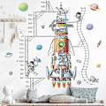 Miniatyrbild 4 av 5: En uppsättning astronaut rymdskepp väggdekaler höjd mätning väggdekaler väggdekor för vardagsrum sovrum kök kontor