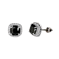 Miniatyrbillede 1 af 3: Hvidguldbelagte Kreerede Sorte Diamant Ørestik Xq-ps726