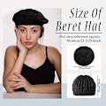 Miniatyrbillede 2 af 5: Strik Beret Kvinder Sort Bouffant Flettet Beret Hæklet Beret Hat Vinter Løs Chunky Hue Varm Ski Cap