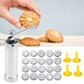 Miniatyrbilde 3 av 5: Kake- og kjeksmaker - Cookie Press Maskin med 20 Kjeksdisker og 4 Glasurtupper for Kakedekorasjon og Kjeksbaking
