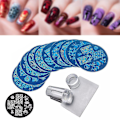 Miniatyrbillede 1 af 3: 10 stk. Stemplingsplader + Klar Silikon Stamper + Skraber Neglekunst Billede Stemplingsværktøj Manicure Skabelon