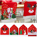 Miniatyrbild 1 av 5: Julstolsöverdrag - Set med 4 Tomte-Stolsöverdrag för Juldekoration Middagsfest