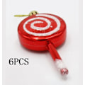 Miniatyrbild 3 av 5: 6 stycken julgransprydnader i form av lollipop, oförstörbara, glittrande, med pepparkaksdesign, prydnad för juldekorationer röd