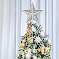 Miniatyrbild 4 av 4: 1 Förpackning 6\" Stjärna Julgrans Topp, Glittrande Julgrans Dekoration För Fest Heminredning (Silver)