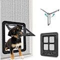 Miniatyrbillede 1 af 5: Husdyrsdør til Katte & Hunde, 4-Vejs Låsende Skydedør til Store Husdyr, Omkreds < 23,6\" (Sort).