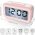 Miniatyrbild 4 av 5: Digital väckarklocka, morgonväckarklocka, tyst batteridriven digital väckarklocka för barn, vuxna, stor LED-display, temperaturkalender, reseväckarklocka